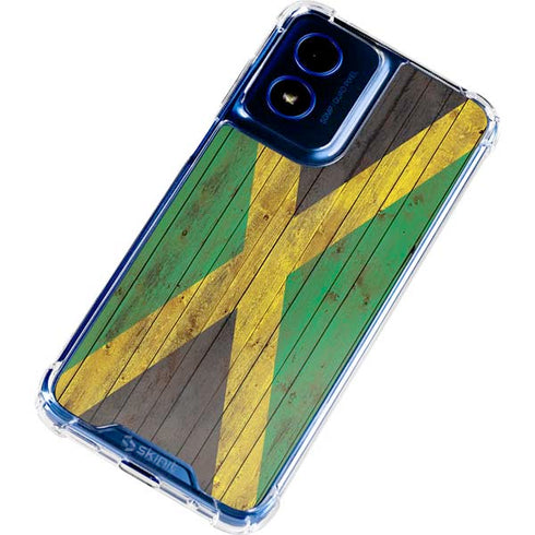 Jamaican Flag Dark Wood Moto G 5G (2024) Clear Case